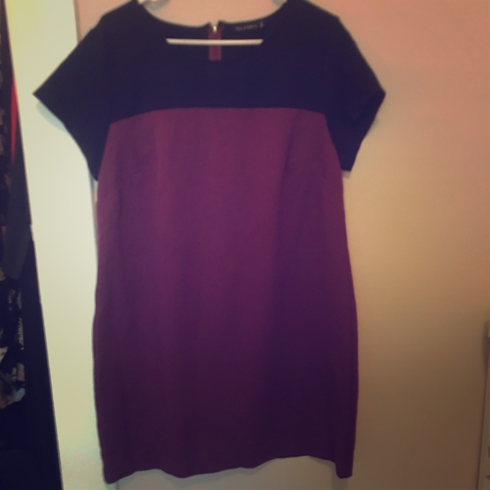 Plum and black fitted dress